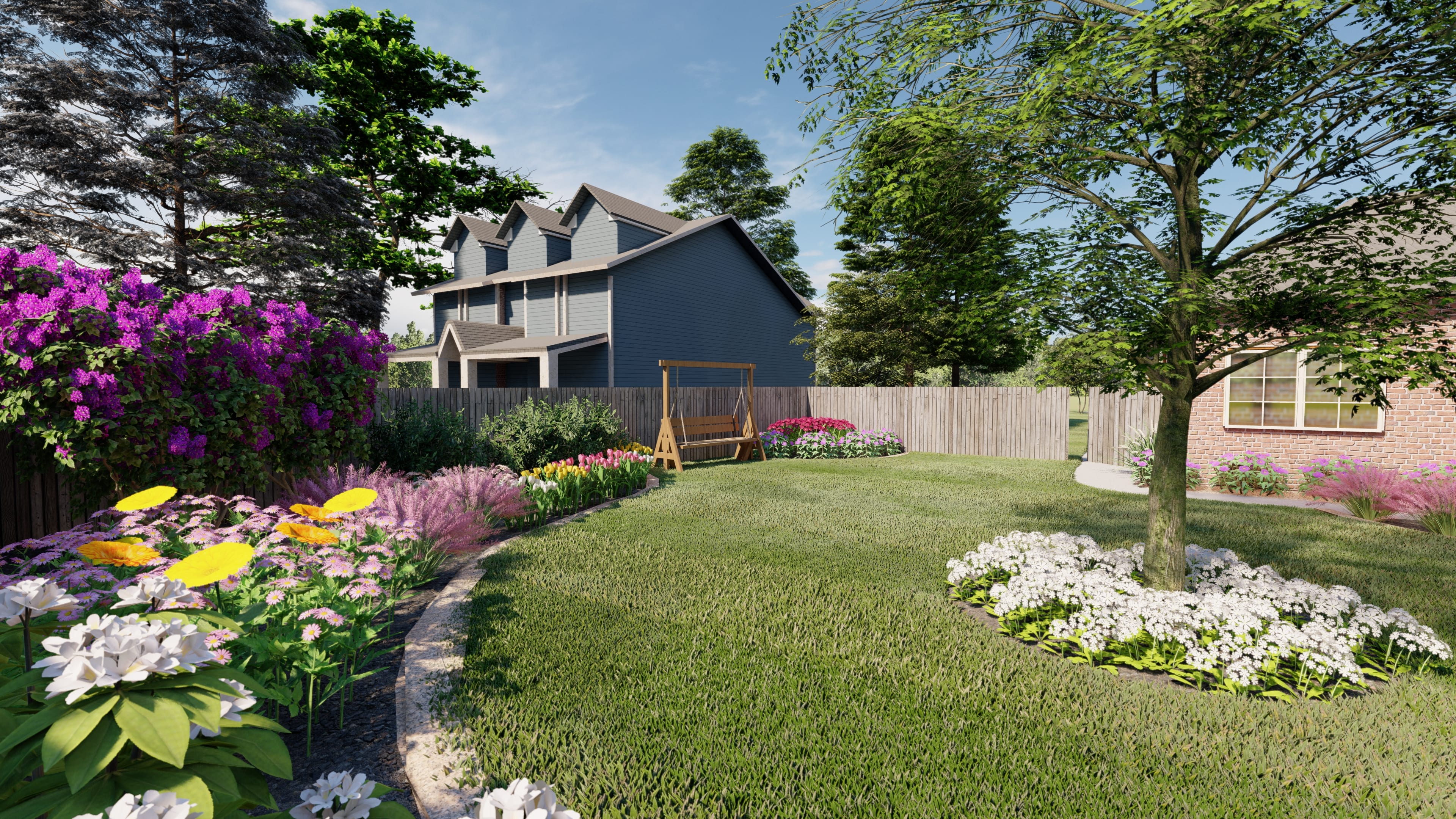 landscape design for a ranch style house