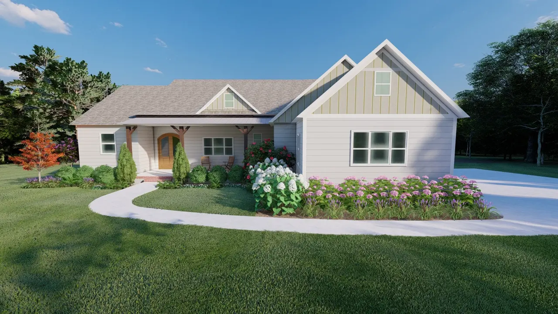 functional front yard with a walkway for a ranch style home