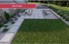 Backyard custom landscape design with outdoor seating
