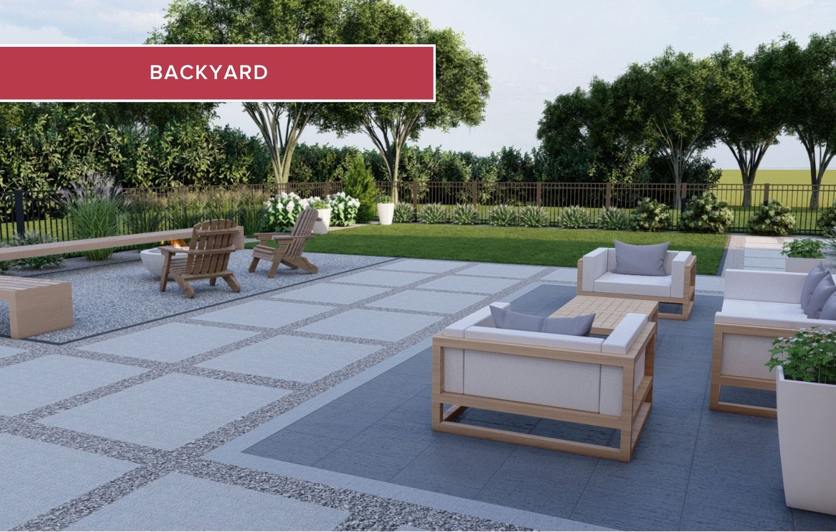 Custom Landscape design of the backyard outdoor patio