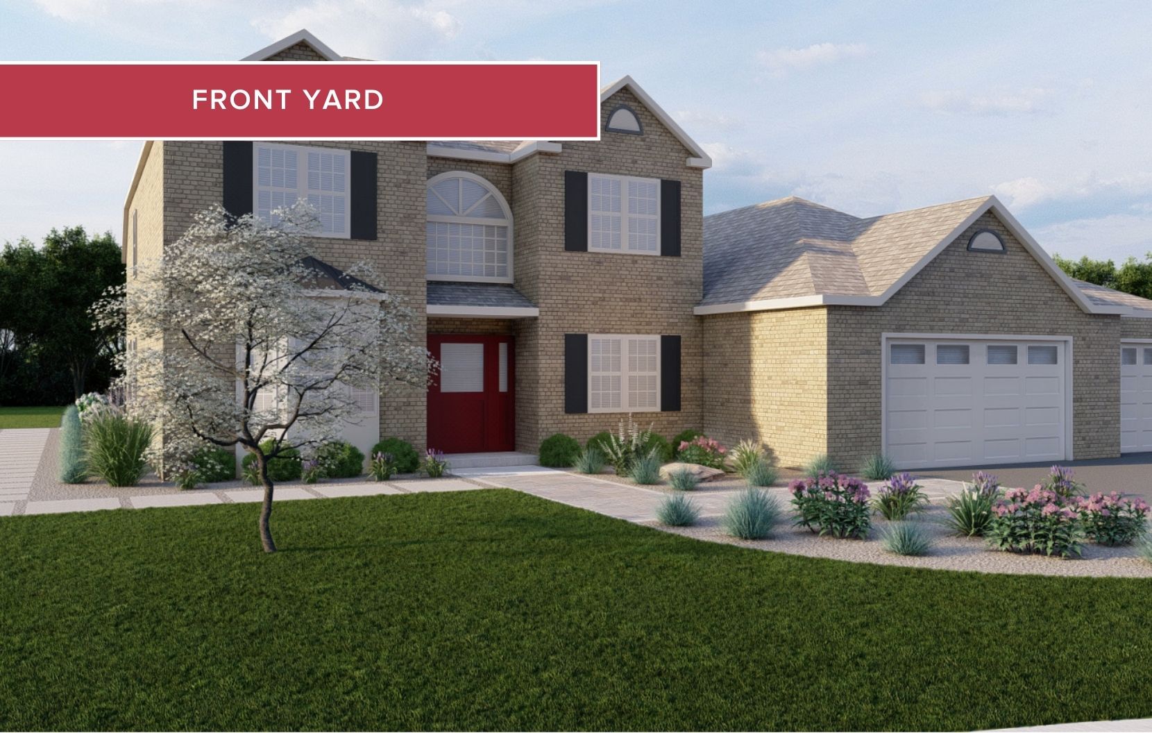 Custom landscape design for front yard