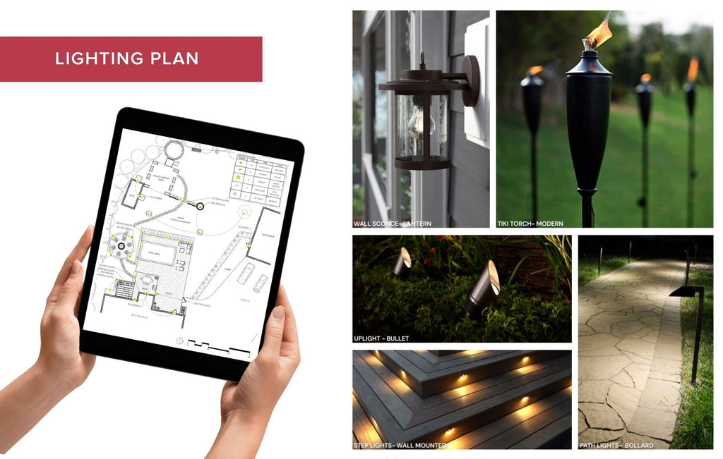 backyard landscape design plans with a lighting plan 